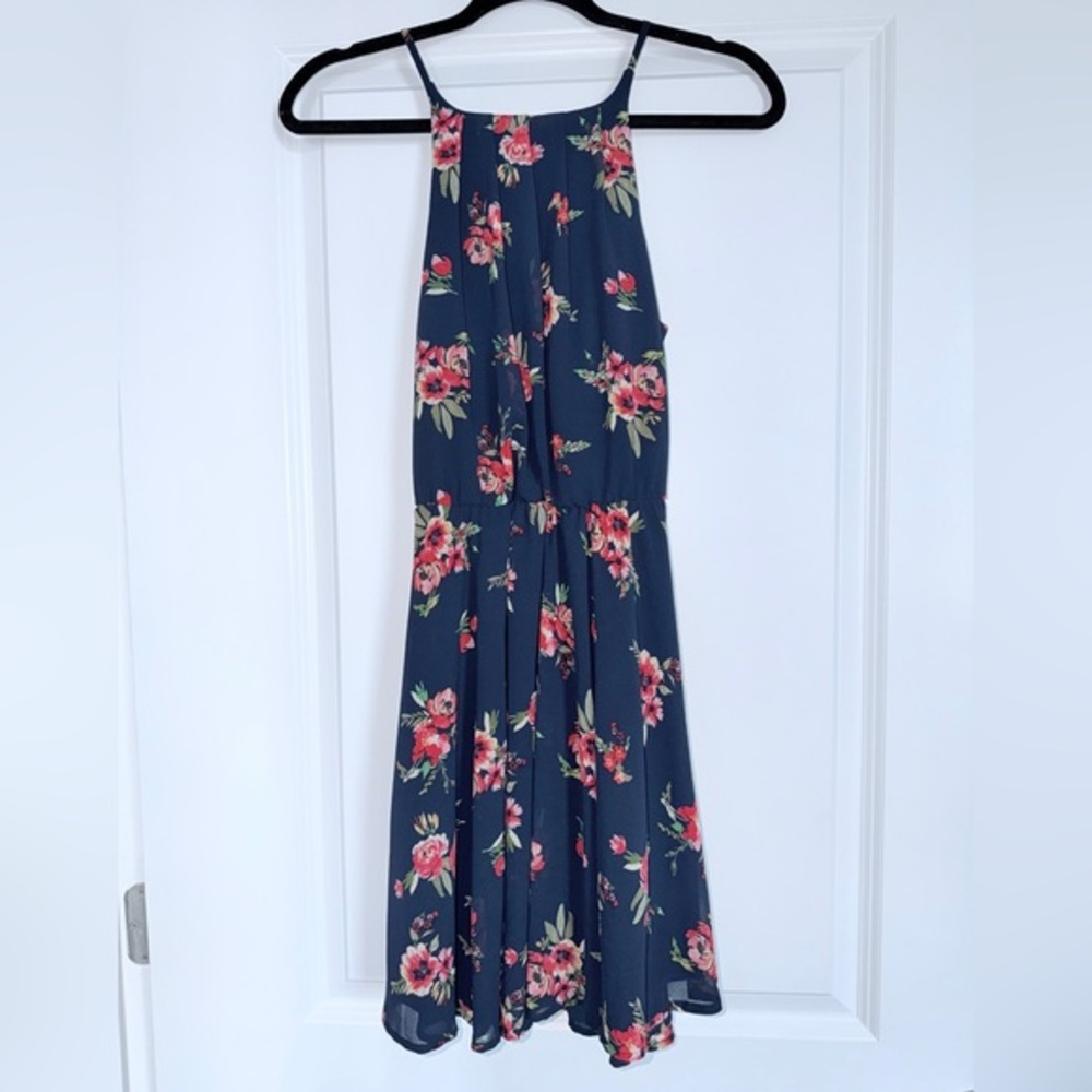 Blue Rain Navy Floral Flowy Mini Dress size Women’s small